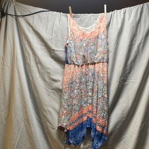 It’s a really cute dress it says it’s a large but it would also fit a medium to